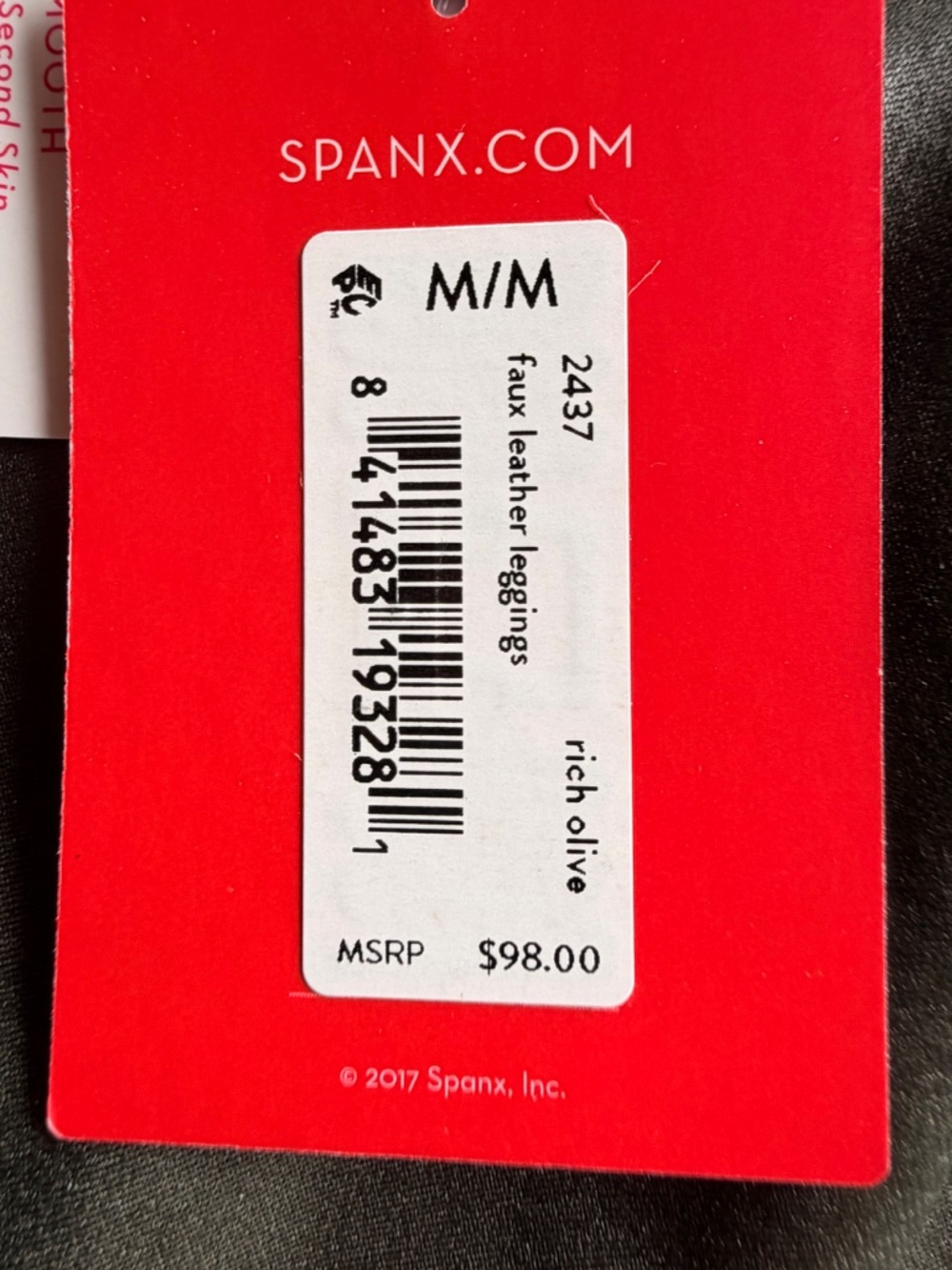 SPANX Faux Leather Leggings Rich Olive M NWT High Rise Shaping Pull On - Picture 7 of 8